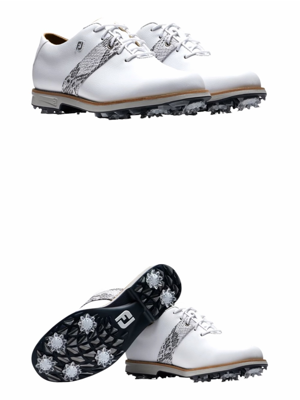 NWOT FootJoy DryJoys Premiere White Leather Snake Print Golf Shoes Women's 7